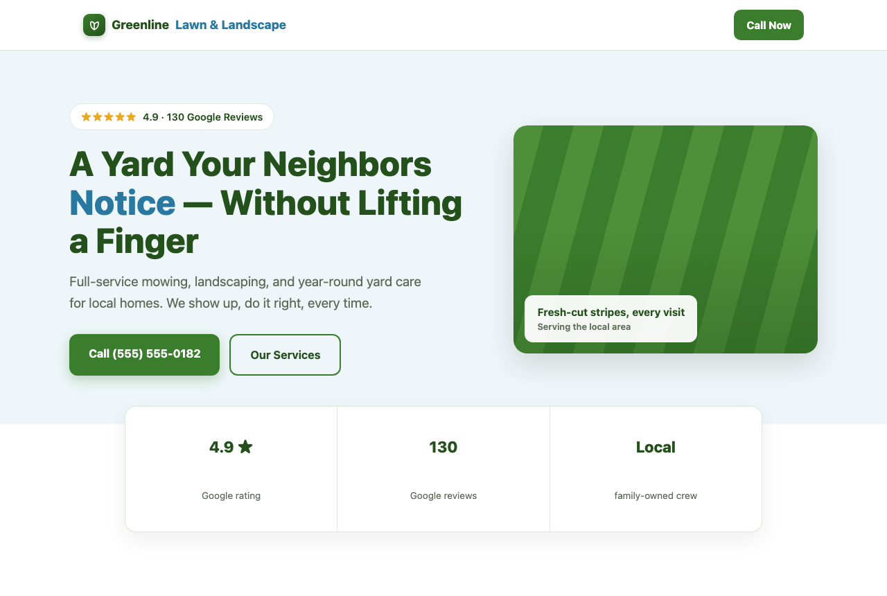 Greenline Lawn & Landscape website